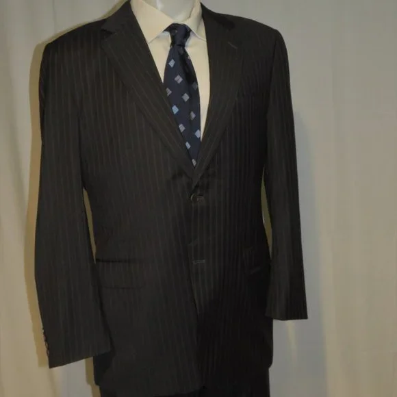 Canali 13320 Drop 7 Gray Striped Two Button Suit 42L